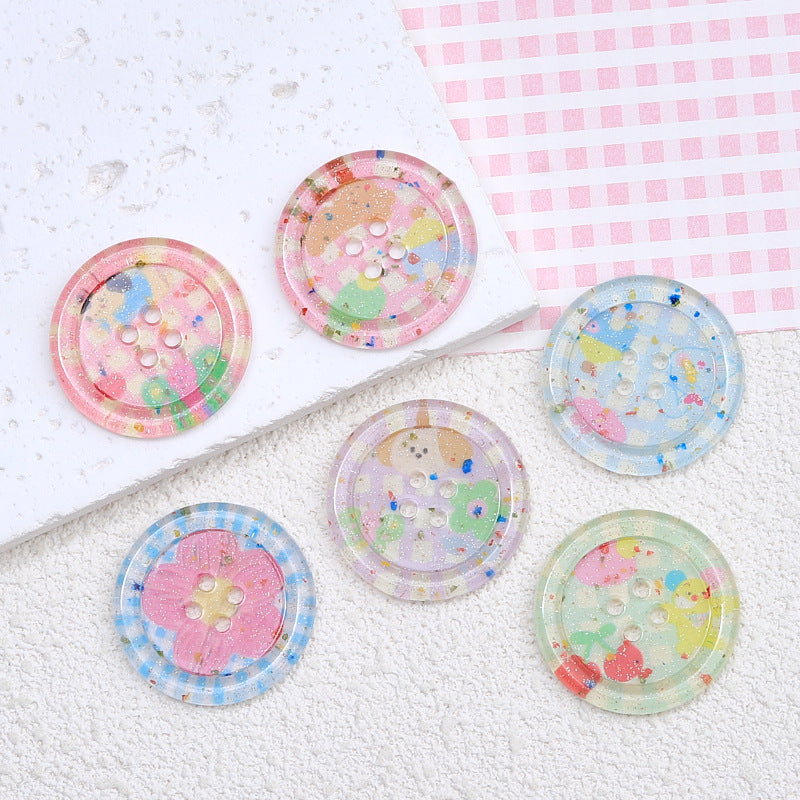 4-Hole Cartoon Pattern Button 3 * 3 cm / 1.2 * 1.2 inch ( 6/2 pcs )