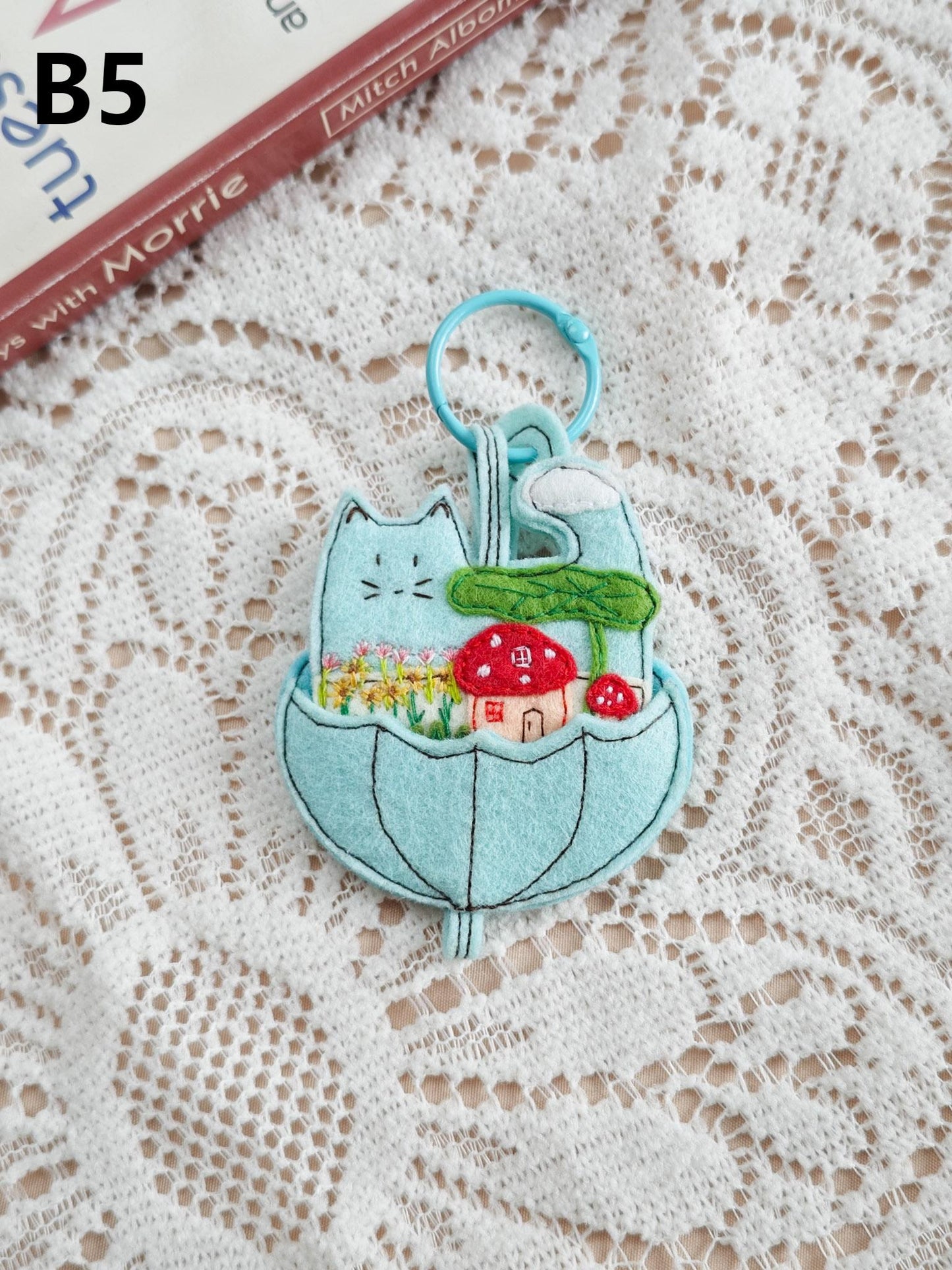 Cute Kitten Felt Ornament - Handmade Cat Hanging Decor  B05