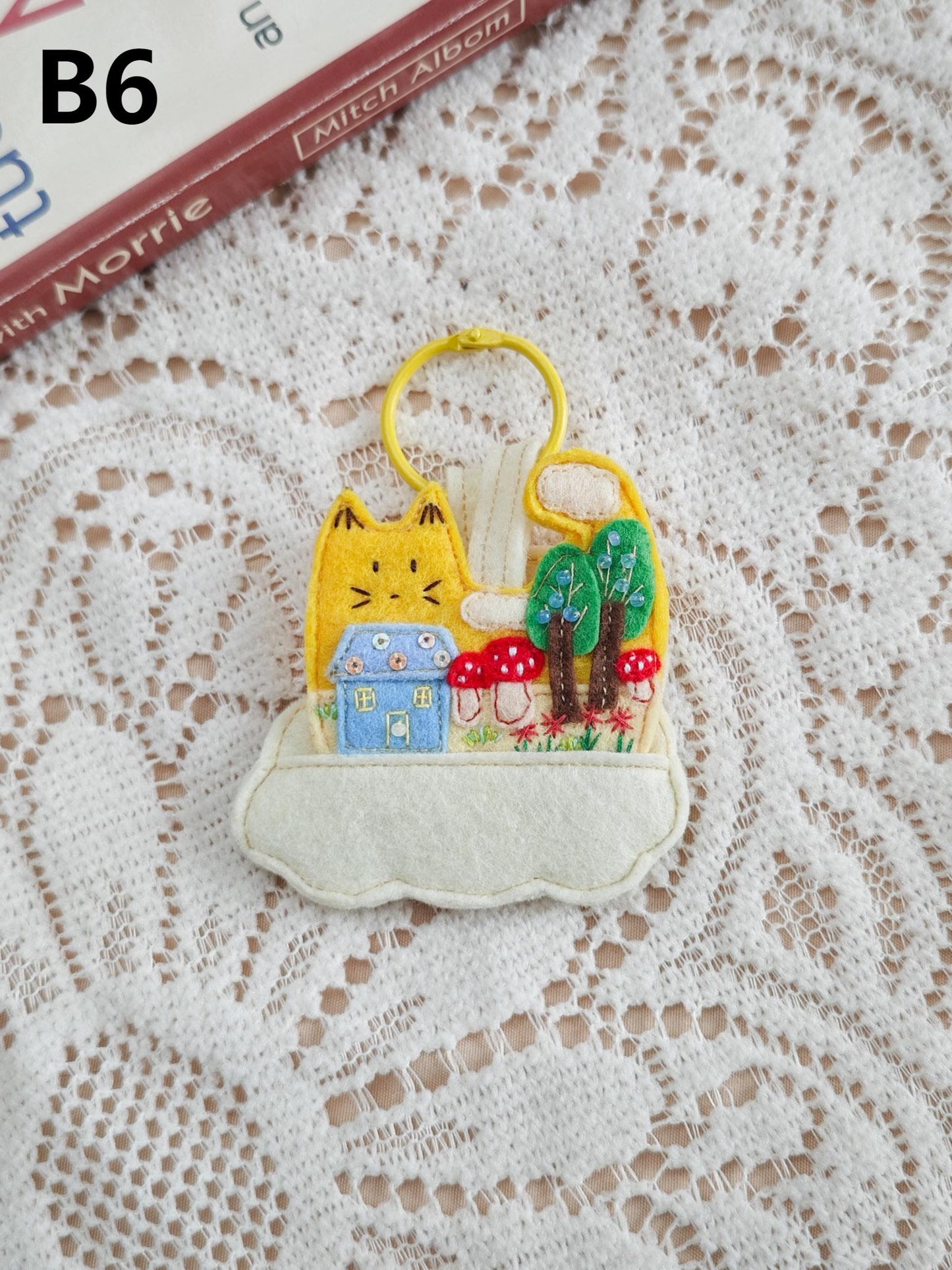 Cute Kitten Felt Ornament - Handmade Cat Hanging Decor  B06