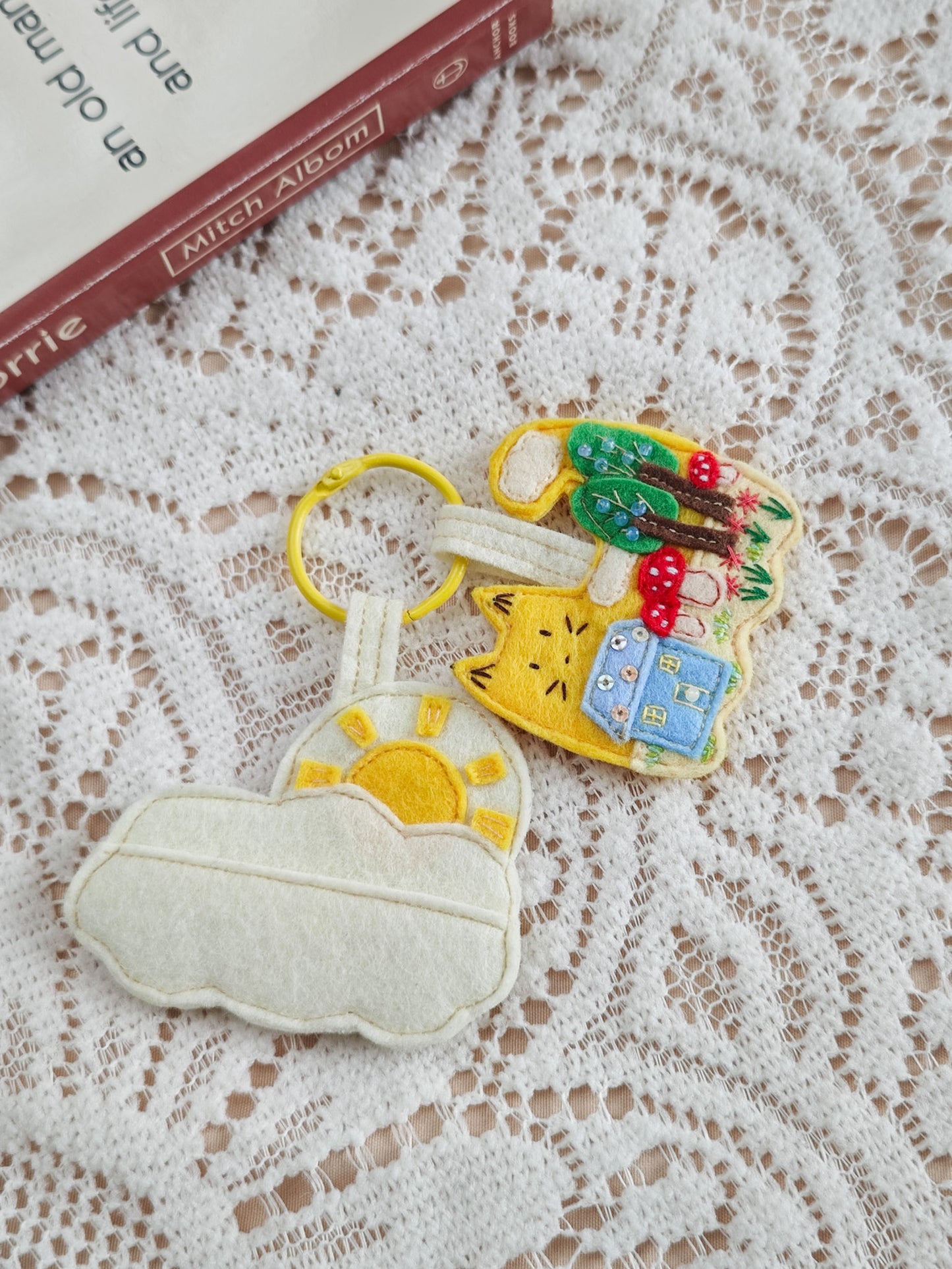 Cute Kitten Felt Ornament - Handmade Cat Hanging Decor  B06