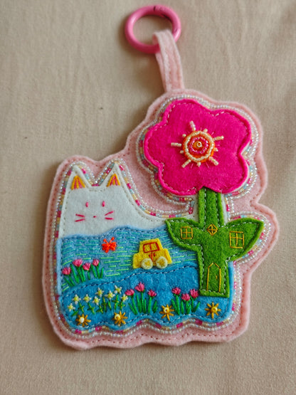 Cute Kitten Felt Ornament - Handmade Cat Hanging Decor E31