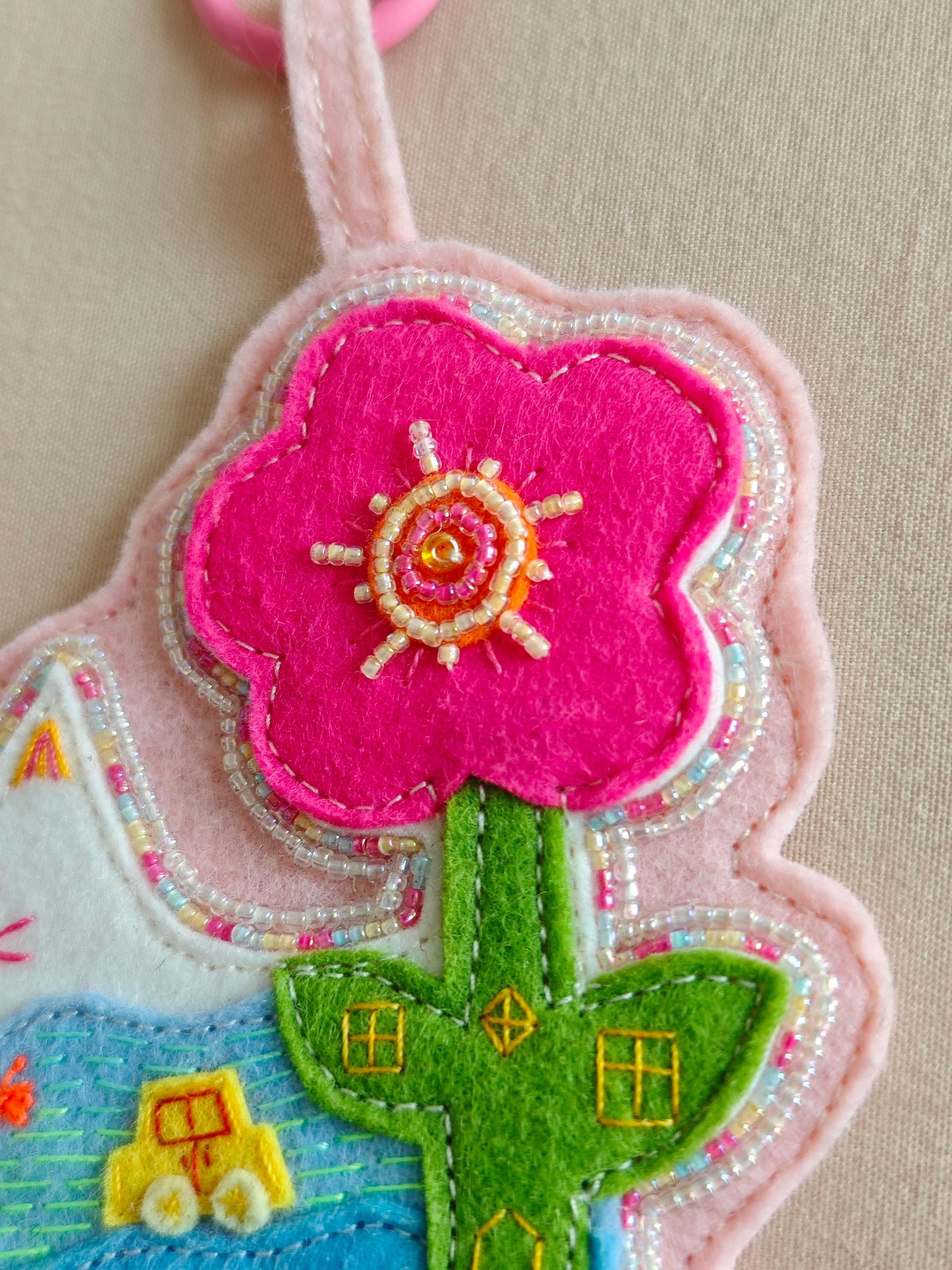 Cute Kitten Felt Ornament - Handmade Cat Hanging Decor E31
