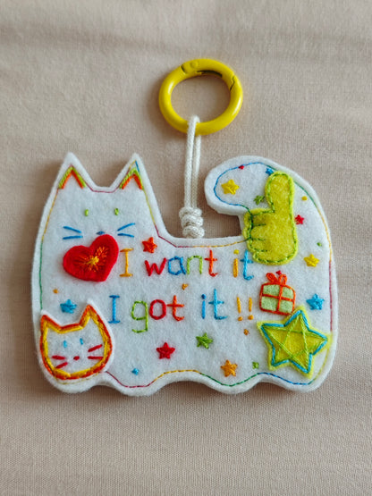 Cute Kitten Felt Ornament - Handmade Cat Hanging Decor E08