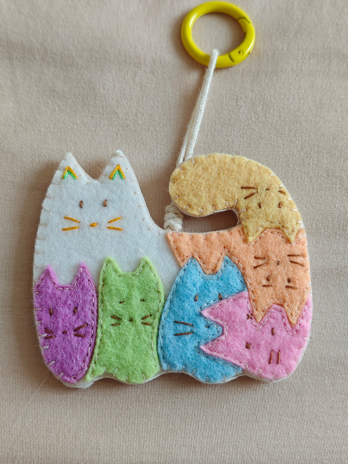 Cute Kitten Felt Ornament - Handmade Cat Hanging Decor E09
