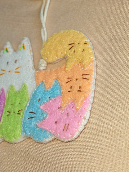 Cute Kitten Felt Ornament - Handmade Cat Hanging Decor E09