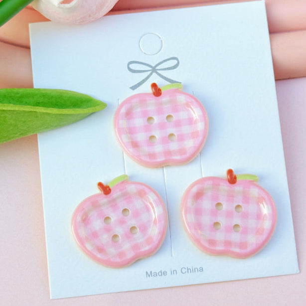 4-Hole Apple Checkered Button 2.5*2.2 cm (1*0.9 inch)  (2 pcs)