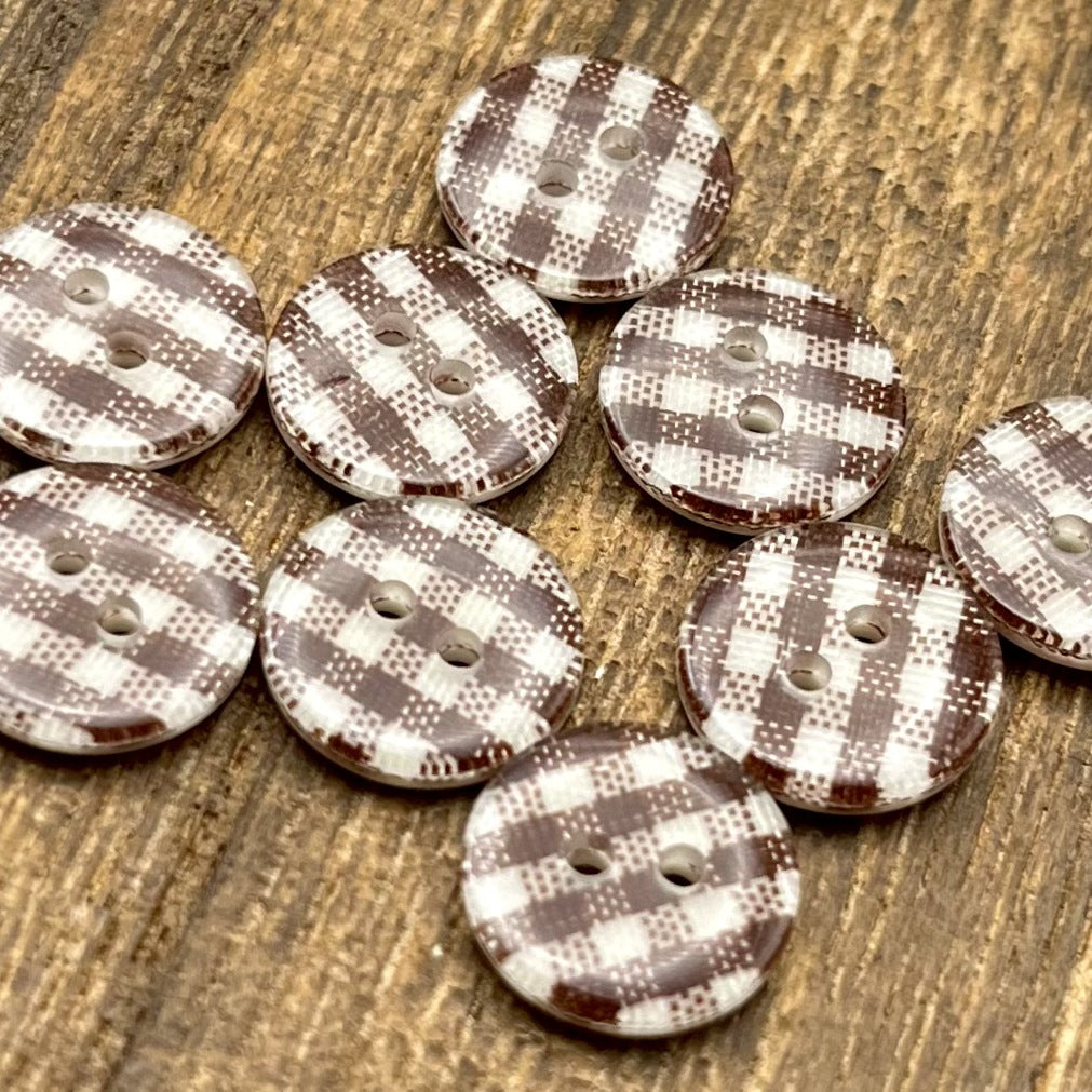 2-Hole Round Checkered Button 1.3cm (0.5 inch)  ( 5/2pcs)