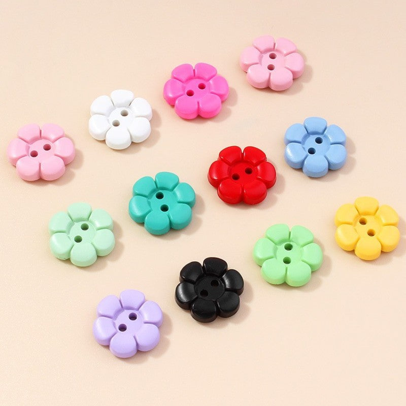 2-Hole Colorful Flower Button 1.5 cm (0.6 inch) (2/11 pcs)