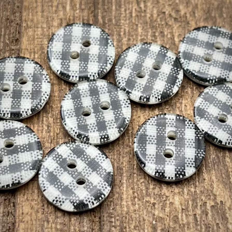 2-Hole Round Checkered Button 1.3cm (0.5 inch)  ( 5/2pcs)