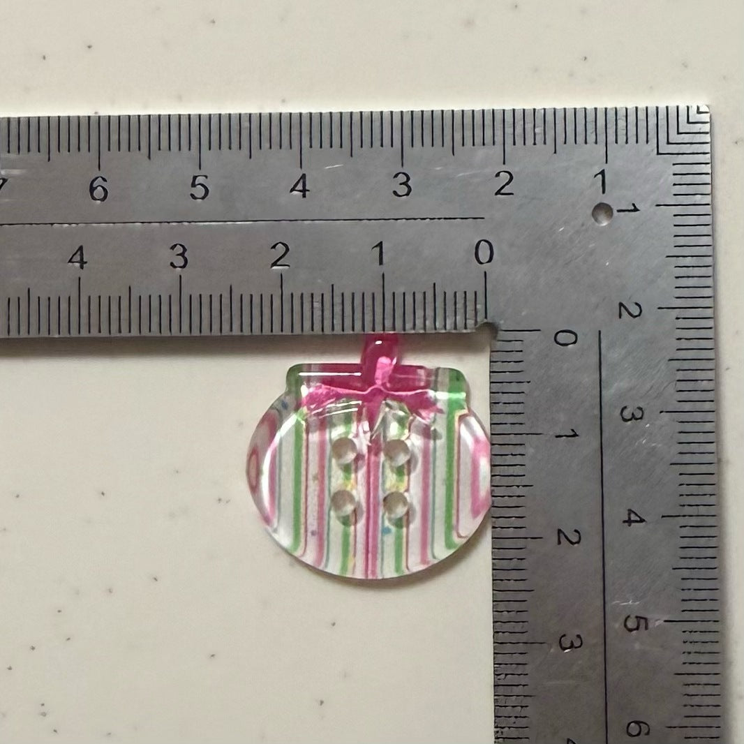 4-Hole Transparent Tomato Button 2.5cm (0.98 inch) 12 pcs