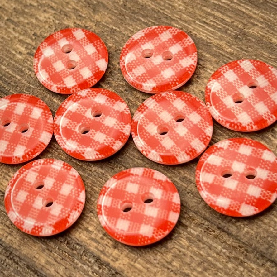 2-Hole Round Checkered Button 1.3cm (0.5 inch)  ( 5/2pcs)