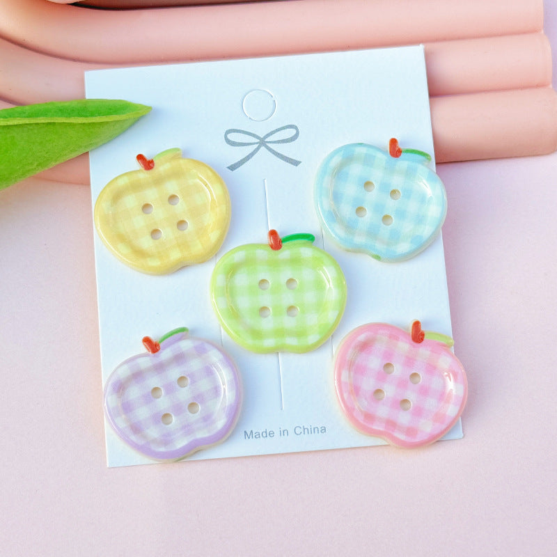 4-Hole Apple Checkered Button 2.5*2.2 cm (1*0.9 inch)  (2 pcs)